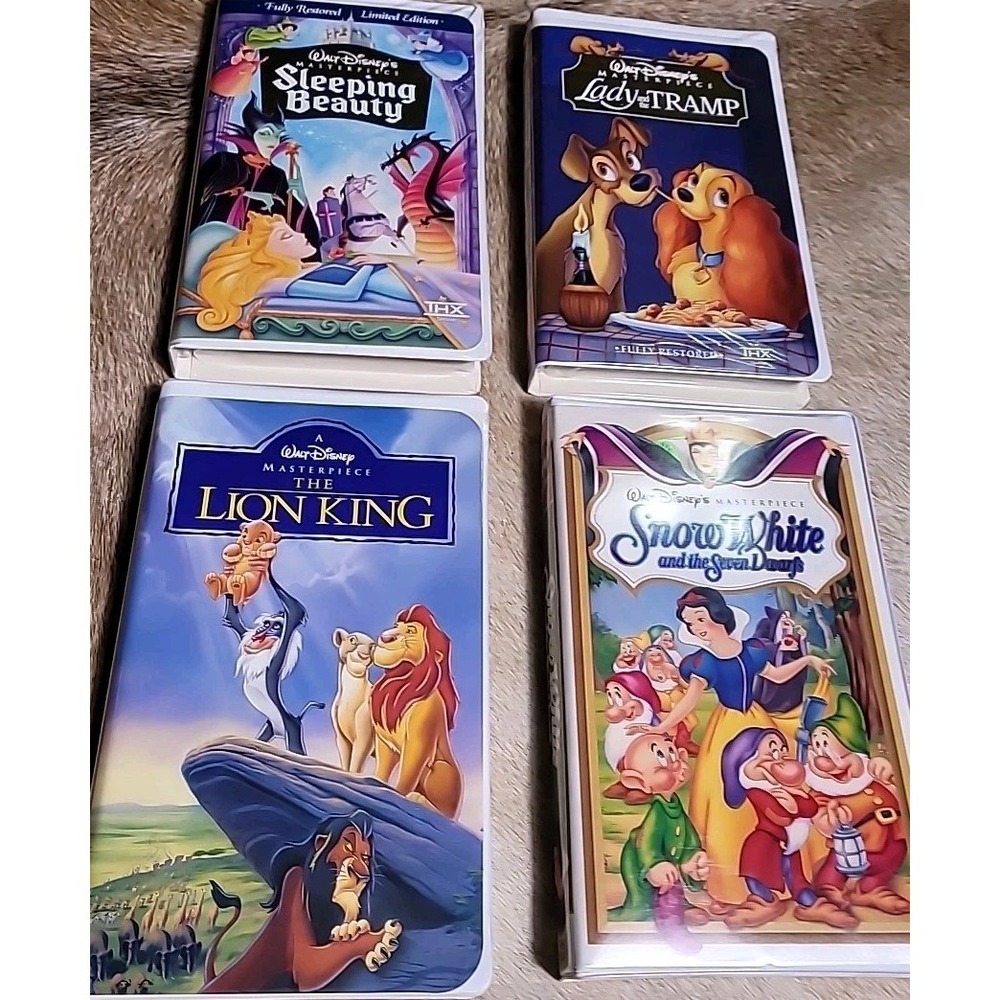 Lot Of 4 Disney Masterpiece Collection VHS Tapes Vintage Classic Animated Movies